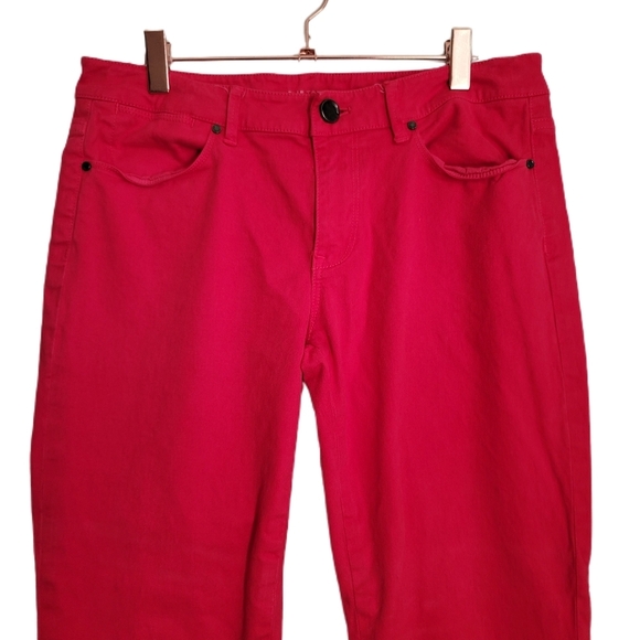Elie Tahari Pants Size 8 Red Eyelet Hem - Picture 2 of 8